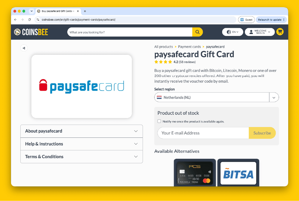 Paysafecard bei Coinsbee kaufen: Anleitung für Europa